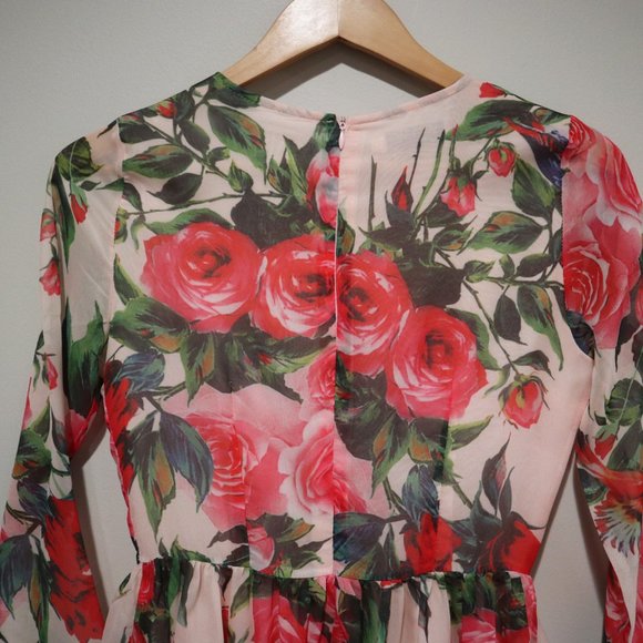 HJW Mid Length Floral‎ Sheer Dress Size M - Picture 2 of 6